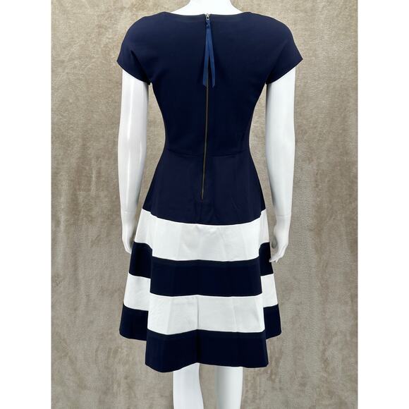Hobbs Dress Women US 6 Lizzie Navy White Fit & Flare Nautical Stripe Office Work - Picture 5 of 12